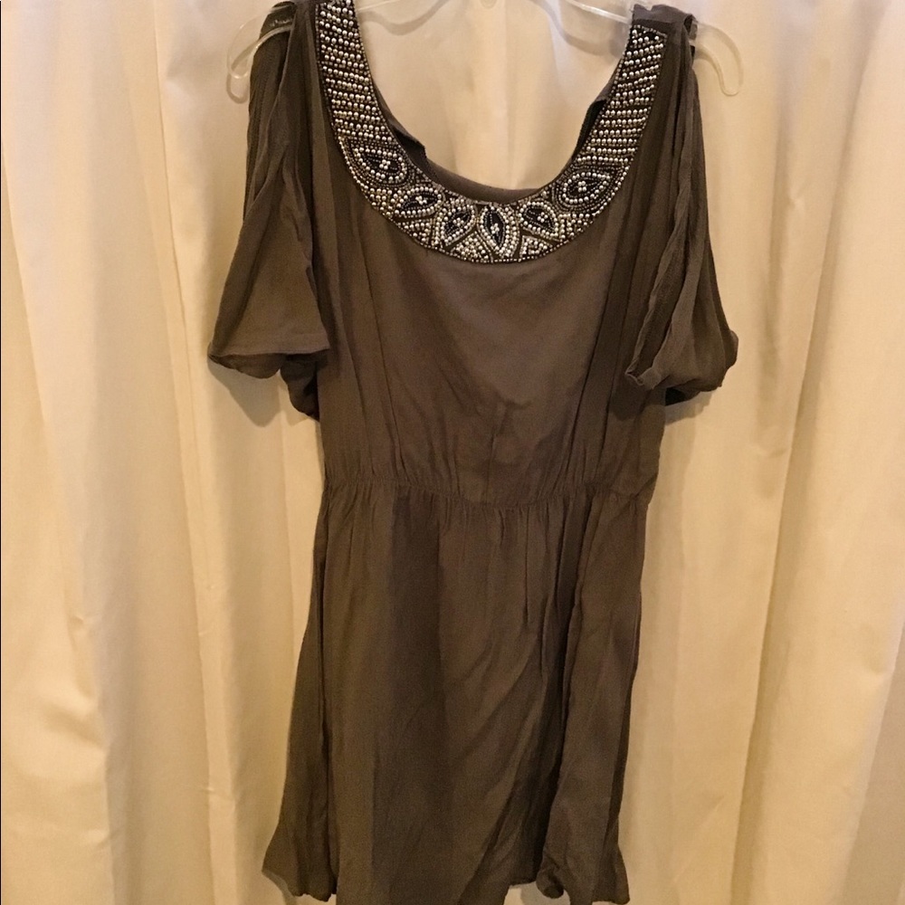 Bead studded grey shrug dress